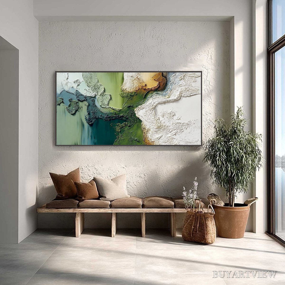 ARTOVITAS Terra Verde – Textured Abstract Earth Tone Landscape Painting - image 2