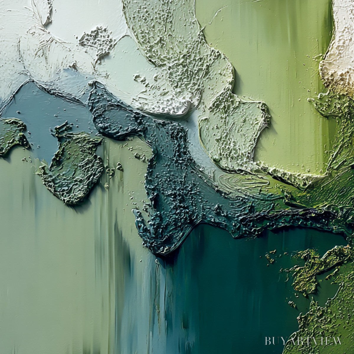 ARTOVITAS Terra Verde – Textured Abstract Earth Tone Landscape Painting - image 3