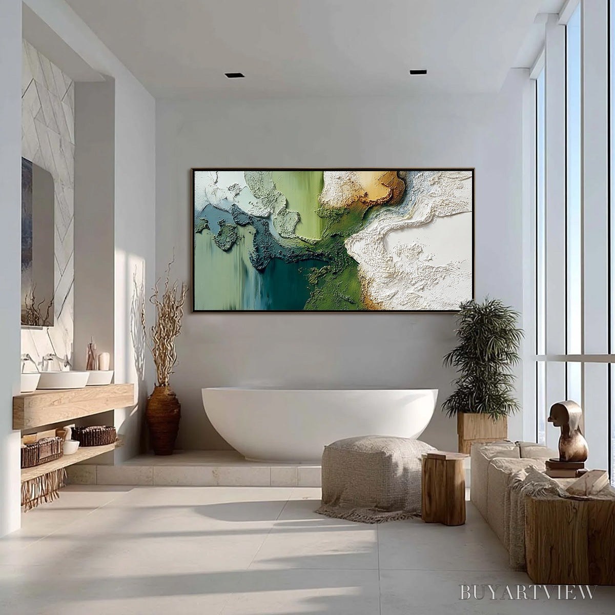 ARTOVITAS Terra Verde – Textured Abstract Earth Tone Landscape Painting - image 4