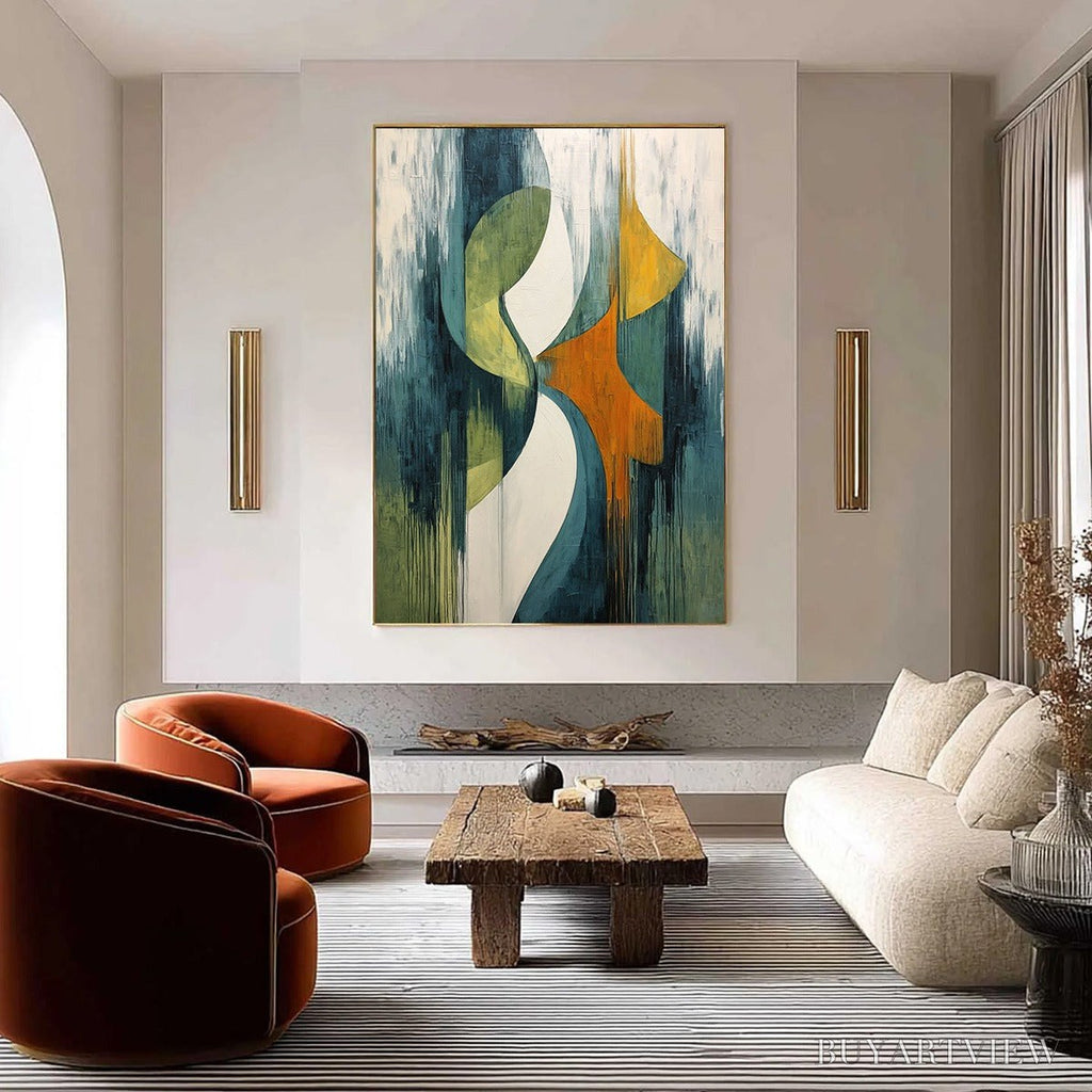 ARTOVITAS Convergence – Bold Vertical Abstract Painting with Textured Color Blocks - image 2