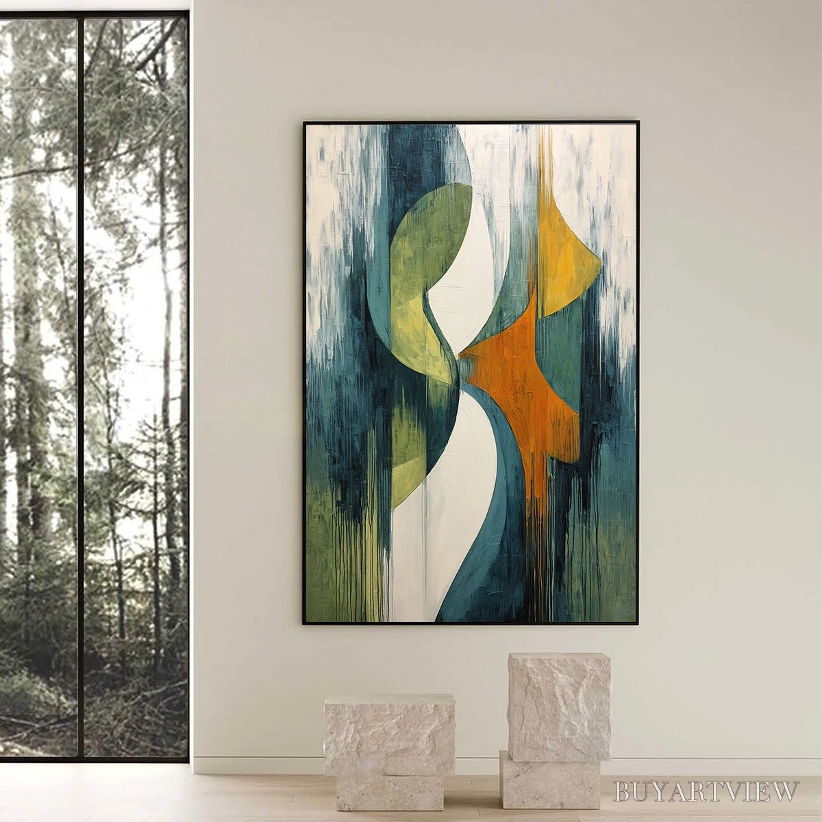 ARTOVITAS Convergence – Bold Vertical Abstract Painting with Textured Color Blocks - image 6