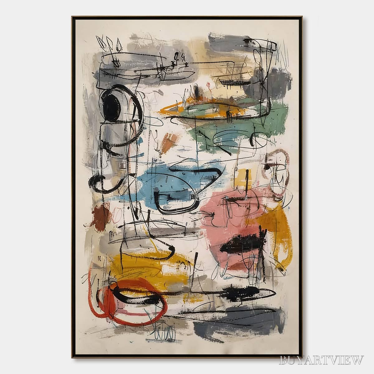 ARTOVITAS Concrete Jungle Symphony – Large Vertical Colorful Abstract - image 1
