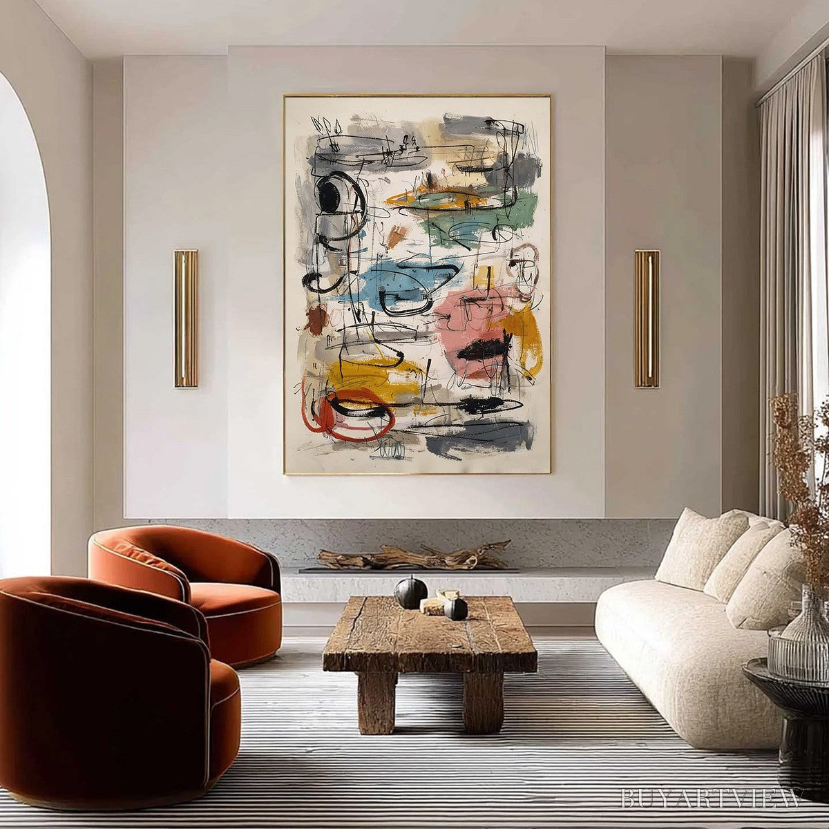 ARTOVITAS Concrete Jungle Symphony – Large Vertical Colorful Abstract - image 2