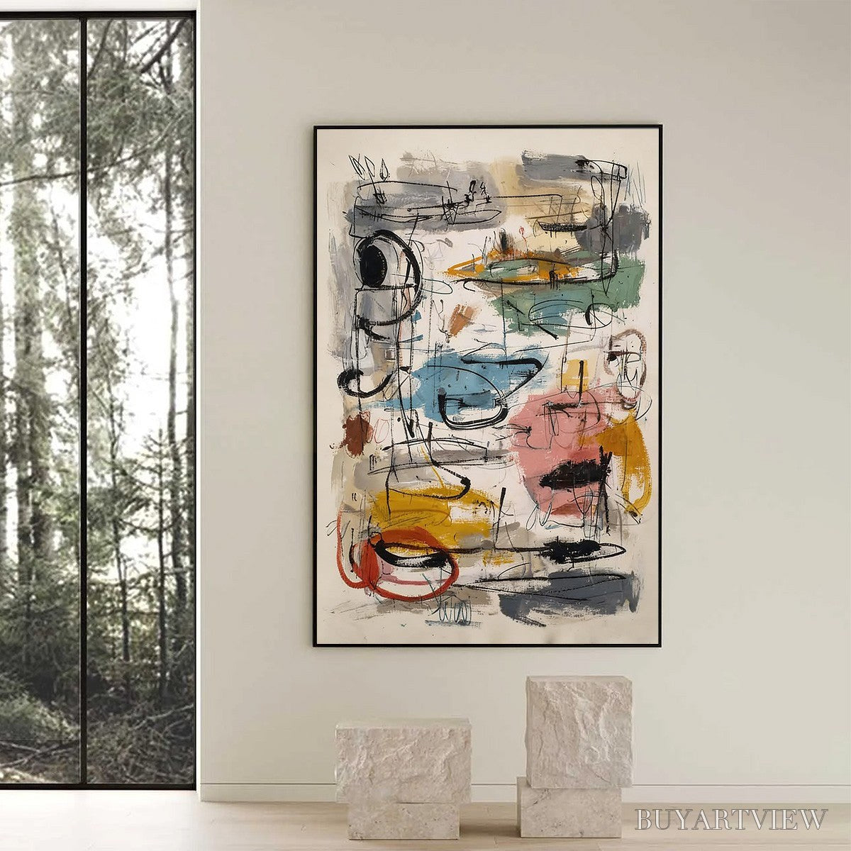 ARTOVITAS Concrete Jungle Symphony – Large Vertical Colorful Abstract - image 6