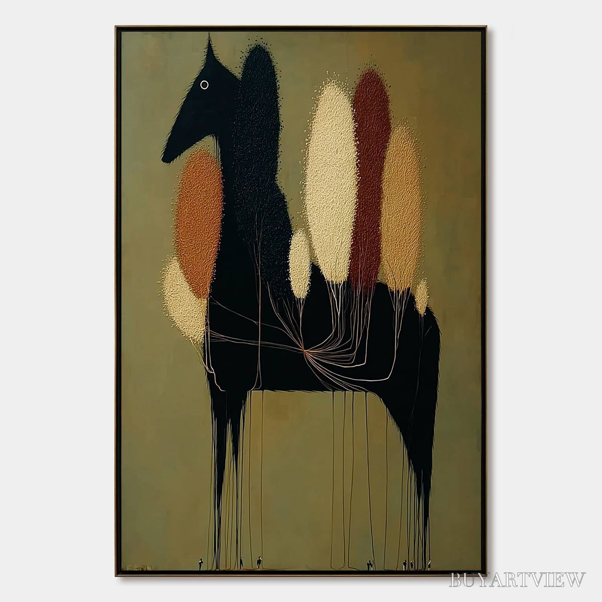 ARTOVITAS Terrane Steed – Surreal Wabi Sabi Textured Horse and Tree Abstract Painting - image 1