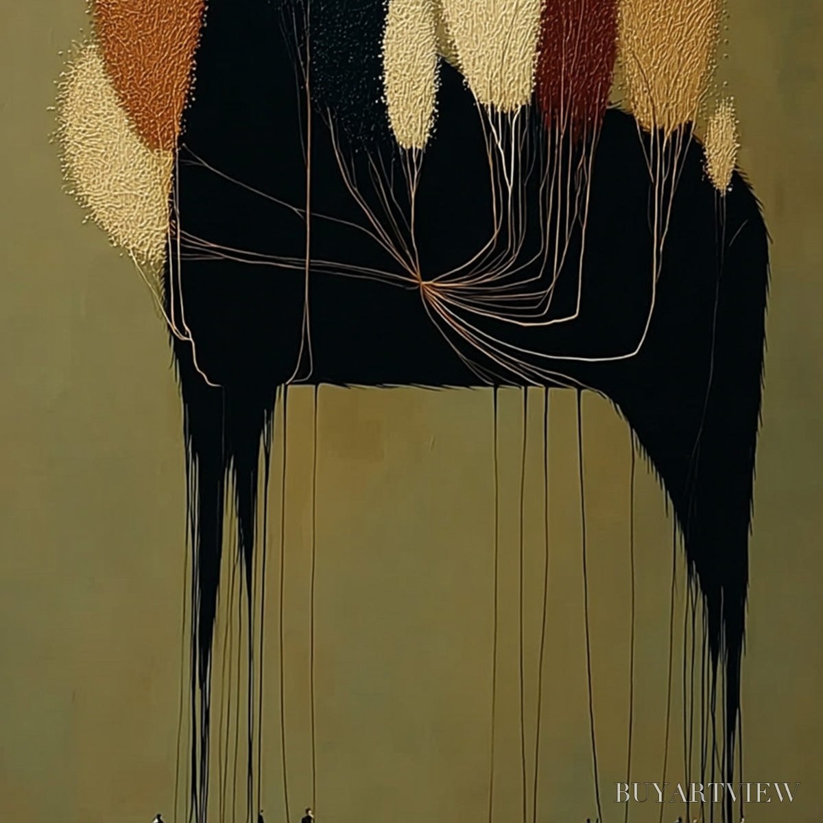 ARTOVITAS Terrane Steed – Surreal Wabi Sabi Textured Horse and Tree Abstract Painting - image 3