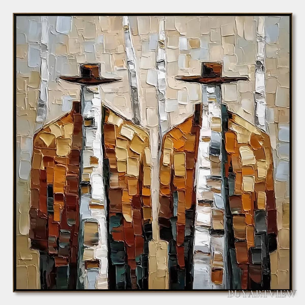 ARTOVITAS the Companions – Textured Impasto Painting of Two Figures in a Forest - image 1