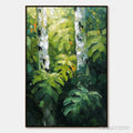 ARTOVITAS Birchwood Whispers – Textured Impasto Forest & Birch Tree Painting - image 1