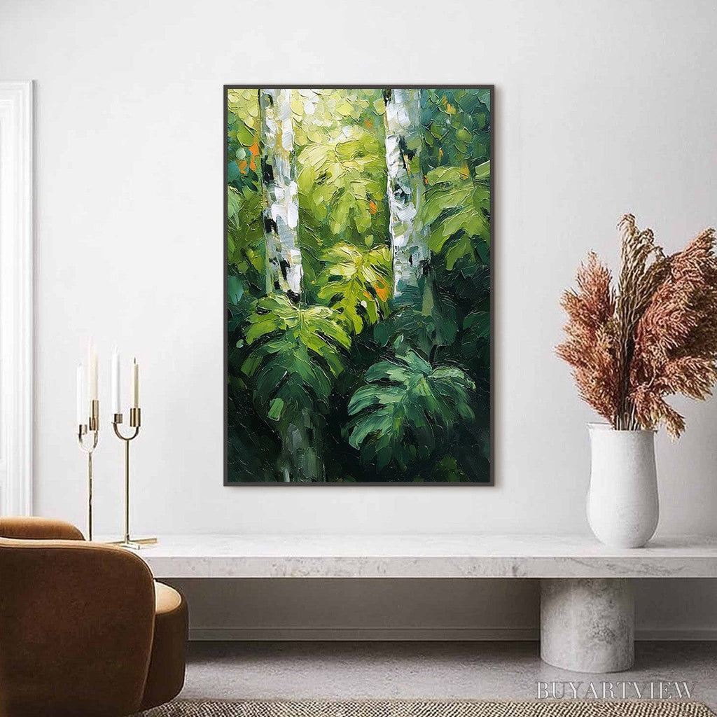 ARTOVITAS Birchwood Whispers – Textured Impasto Forest & Birch Tree Painting - image 2