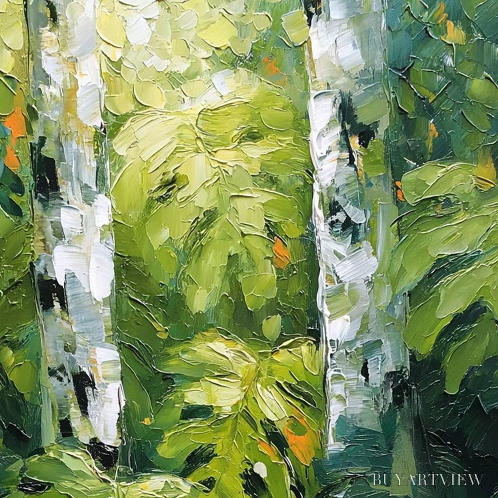 ARTOVITAS Birchwood Whispers – Textured Impasto Forest & Birch Tree Painting - image 3