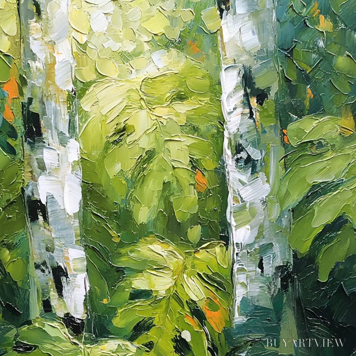 ARTOVITAS Birchwood Whispers – Textured Impasto Forest & Birch Tree Painting - image 3