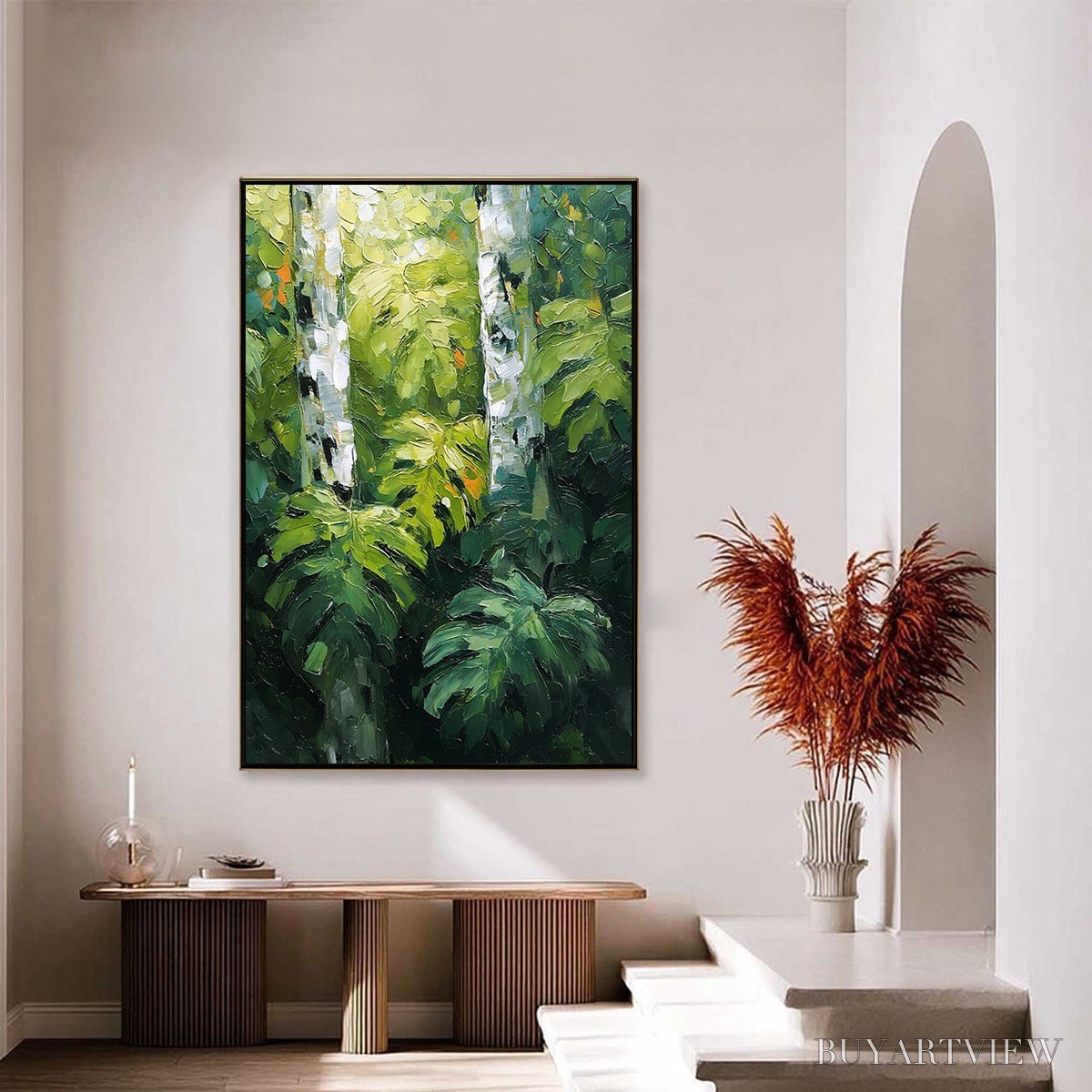 ARTOVITAS Birchwood Whispers – Textured Impasto Forest & Birch Tree Painting - image 4