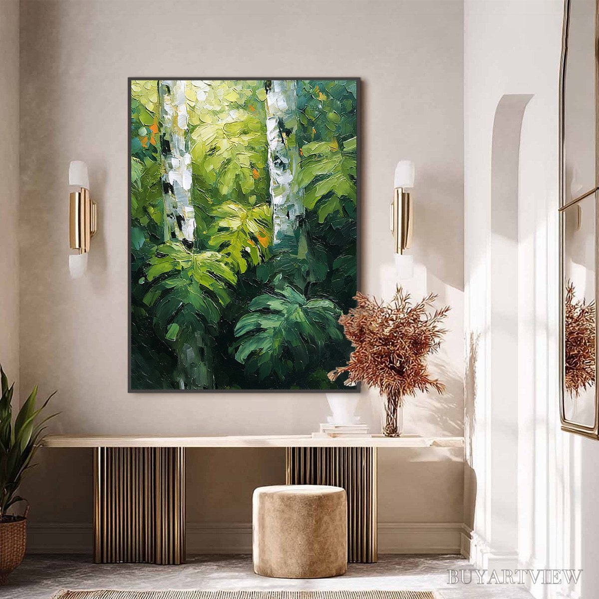 ARTOVITAS Birchwood Whispers – Textured Impasto Forest & Birch Tree Painting - image 6
