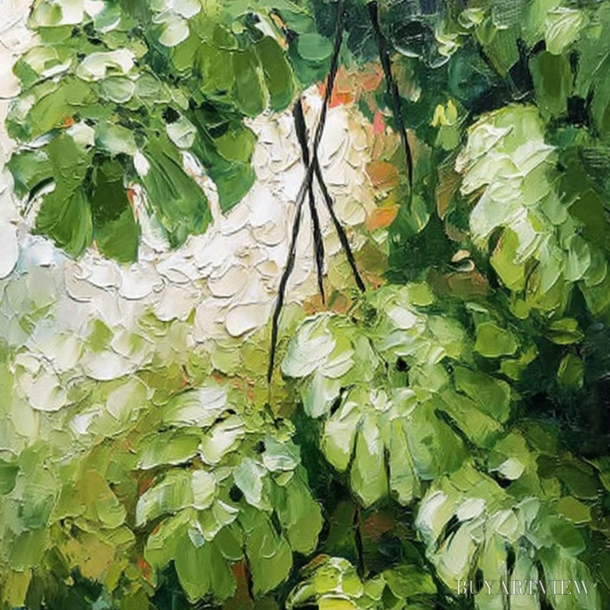 ARTOVITAS Emerald Sanctuary – Textured Green Monstera Leaf Impasto Oil Painting - image 3