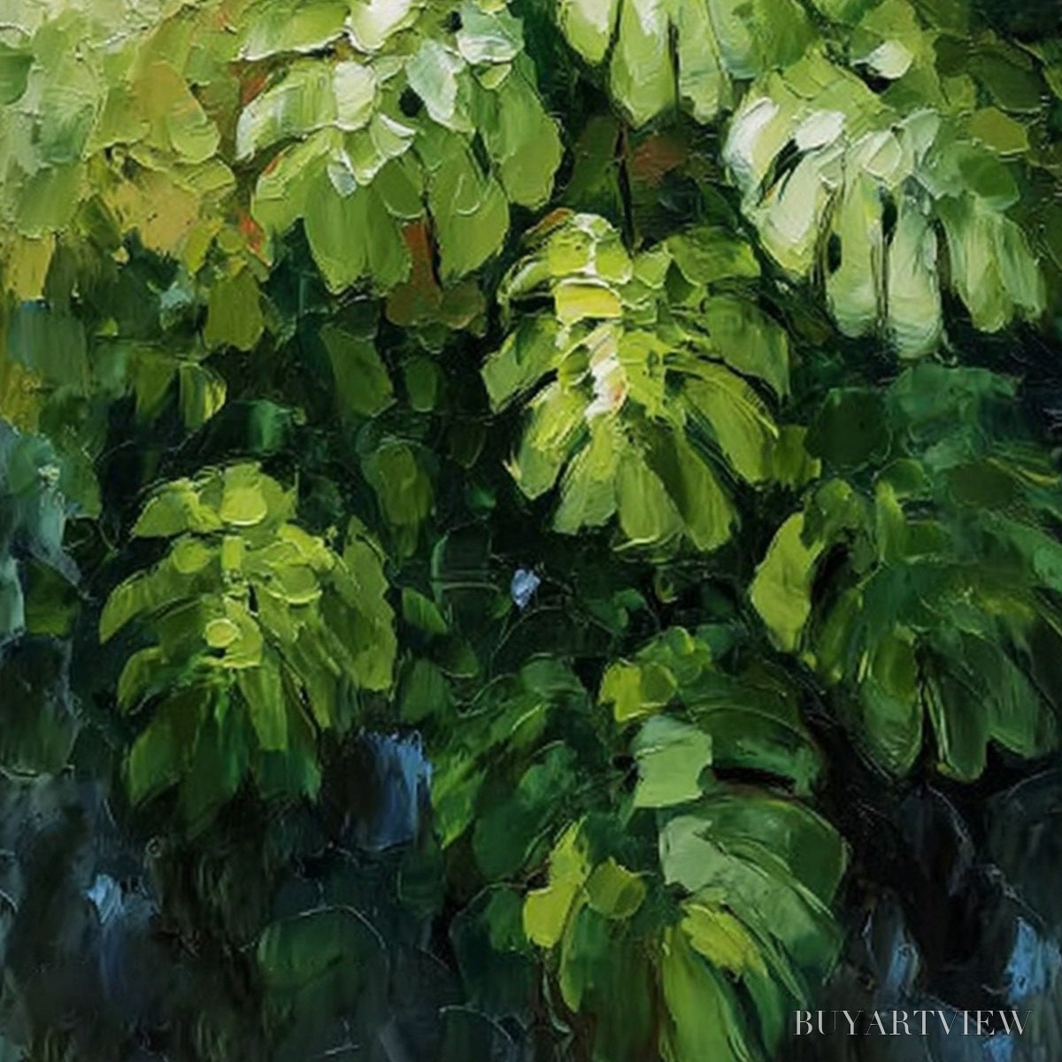 ARTOVITAS Emerald Sanctuary – Textured Green Monstera Leaf Impasto Oil Painting - image 5