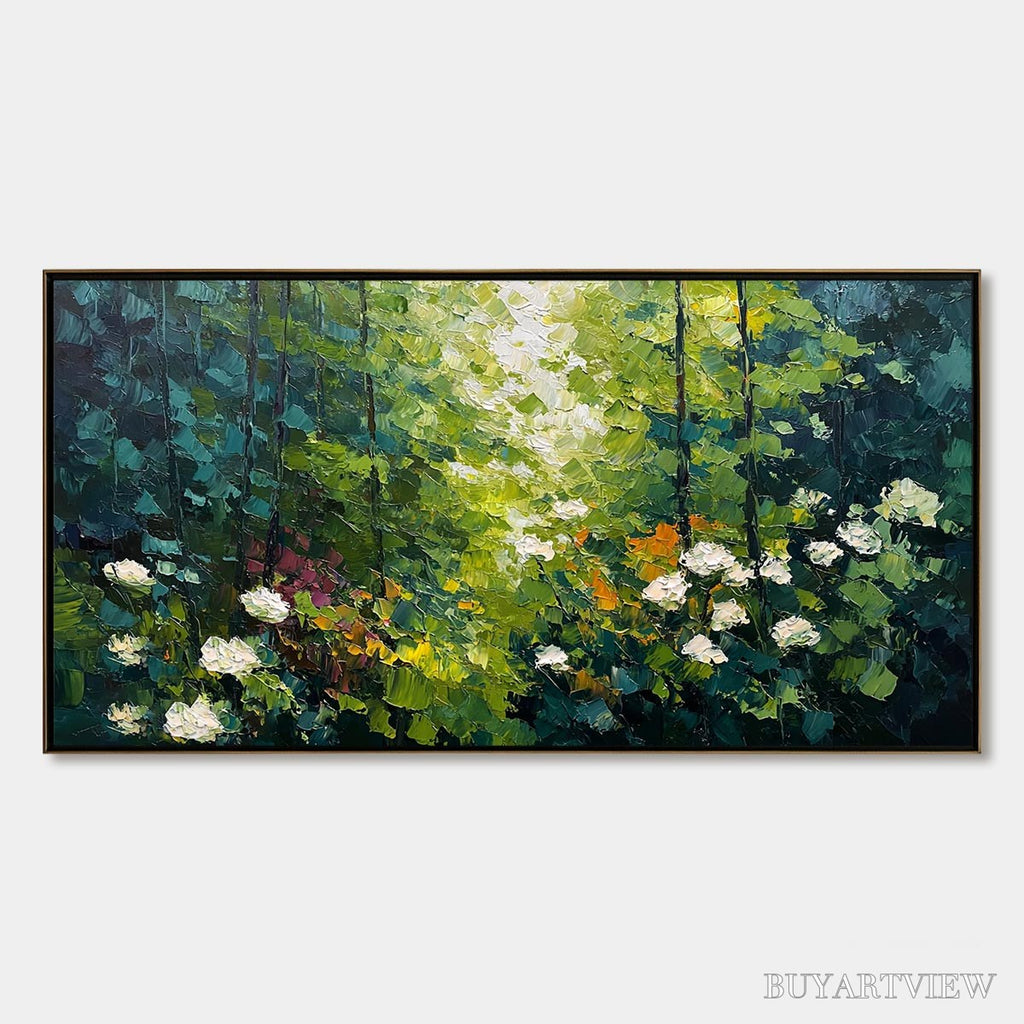 ARTOVITAS Emerald Glade – Textured Palette Knife Forest Landscape Painting - image 1