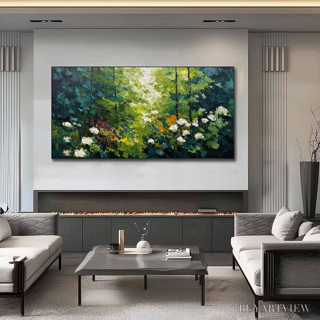 ARTOVITAS Emerald Glade – Textured Palette Knife Forest Landscape Painting - image 2