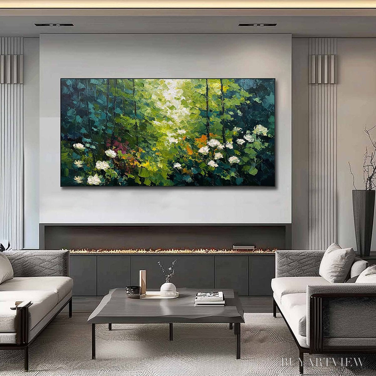 ARTOVITAS Emerald Glade – Textured Palette Knife Forest Landscape Painting - image 2