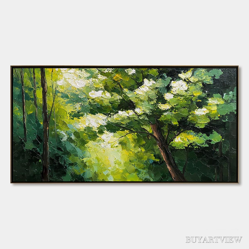 ARTOVITAS Verdant Light – Textured Palette Knife Forest Landscape Oil Painting - image 1
