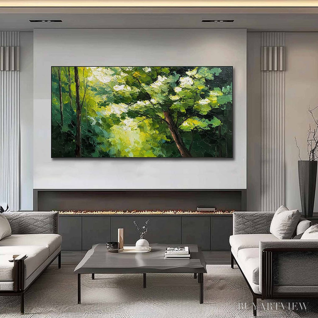 ARTOVITAS Verdant Light – Textured Palette Knife Forest Landscape Oil Painting - image 2