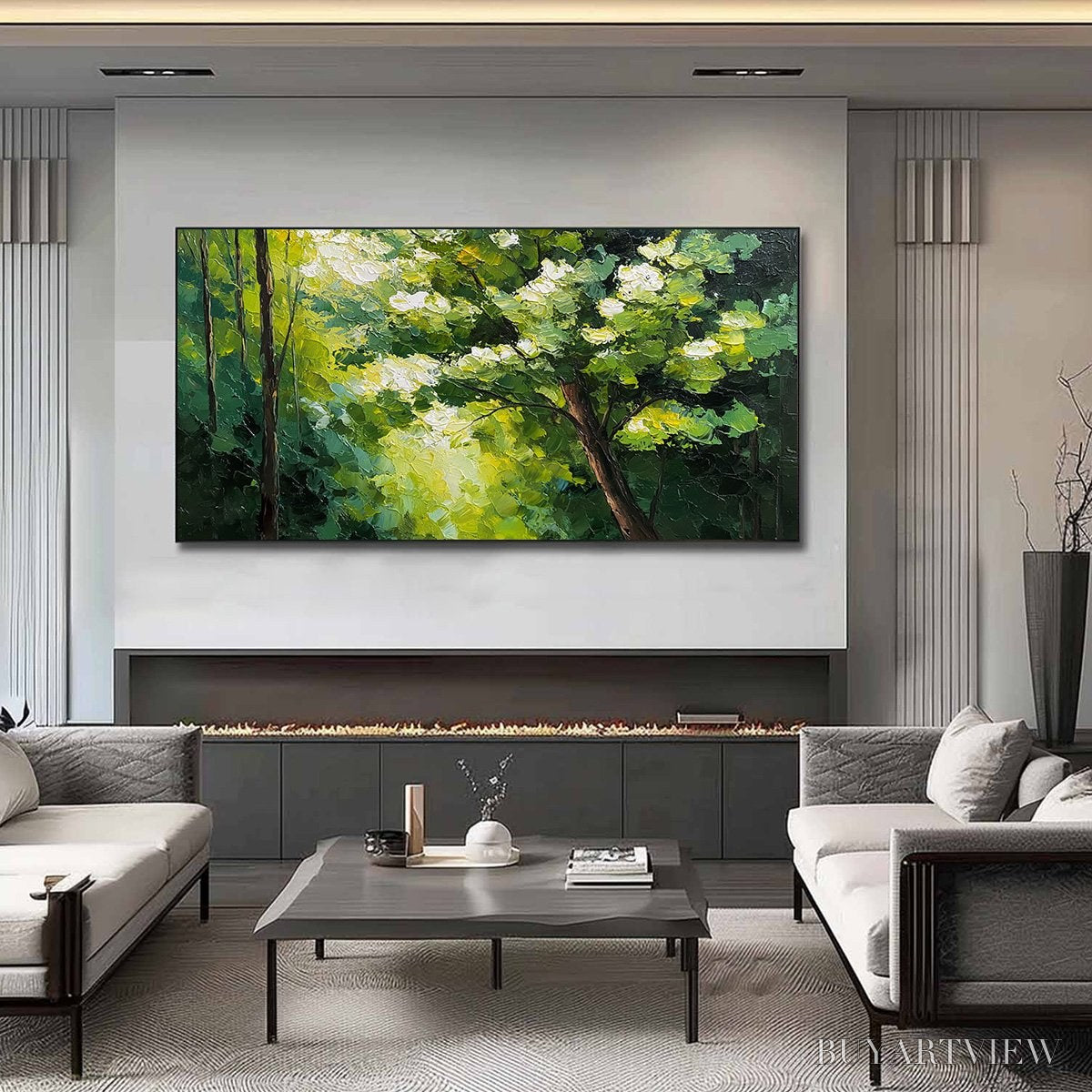 ARTOVITAS Verdant Light – Textured Palette Knife Forest Landscape Oil Painting - image 2