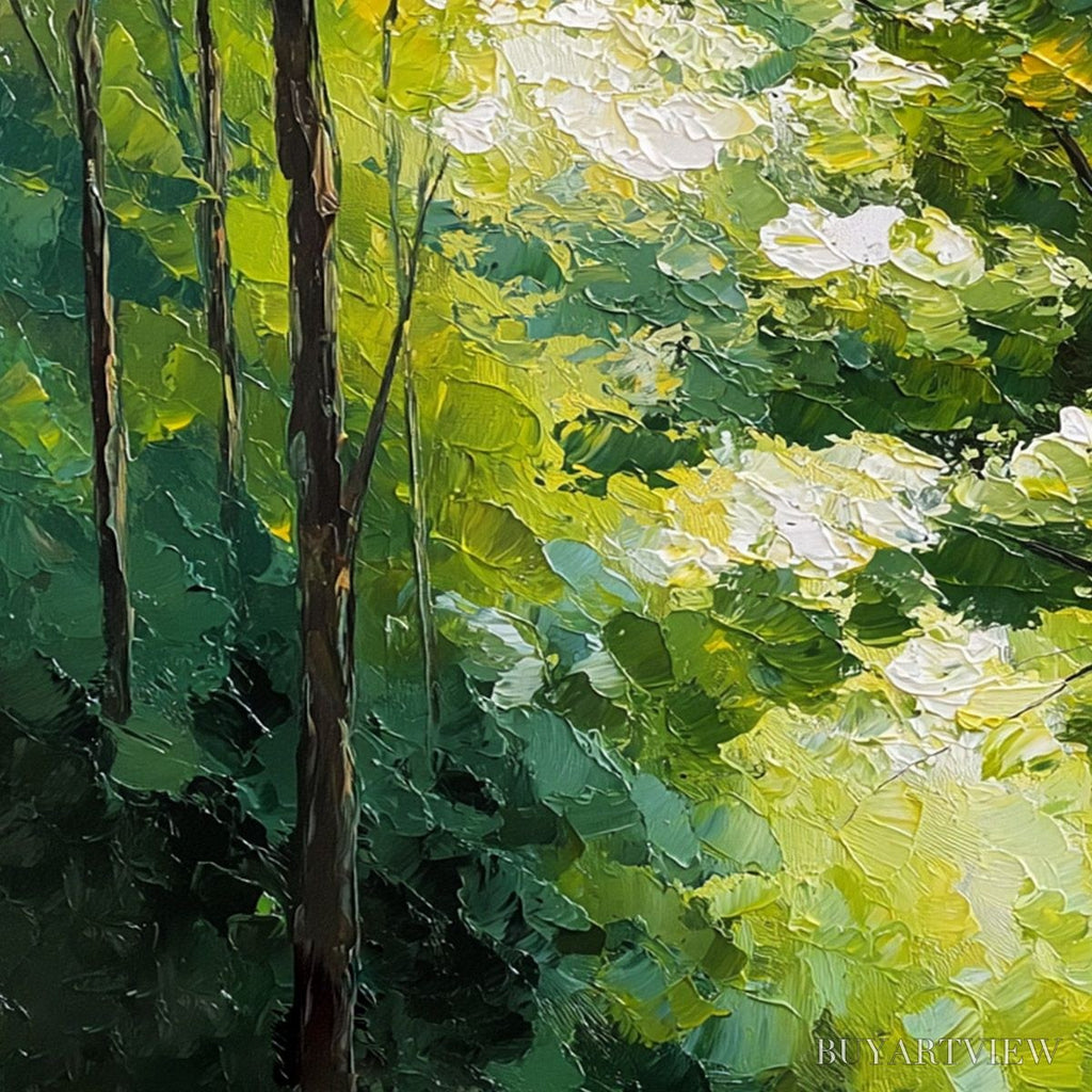 ARTOVITAS Verdant Light – Textured Palette Knife Forest Landscape Oil Painting - image 3