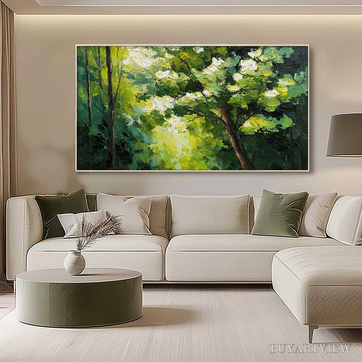 ARTOVITAS Verdant Light – Textured Palette Knife Forest Landscape Oil Painting - image 4
