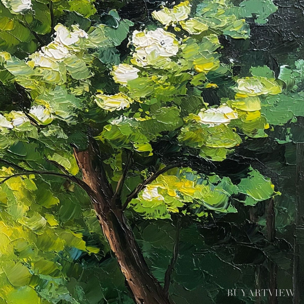 ARTOVITAS Verdant Light – Textured Palette Knife Forest Landscape Oil Painting - image 5