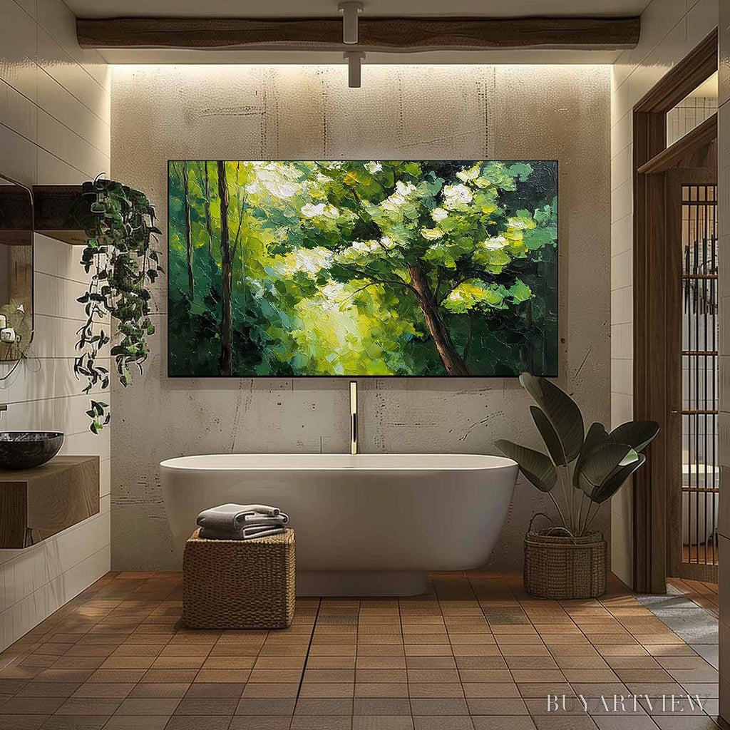 ARTOVITAS Verdant Light – Textured Palette Knife Forest Landscape Oil Painting - image 6