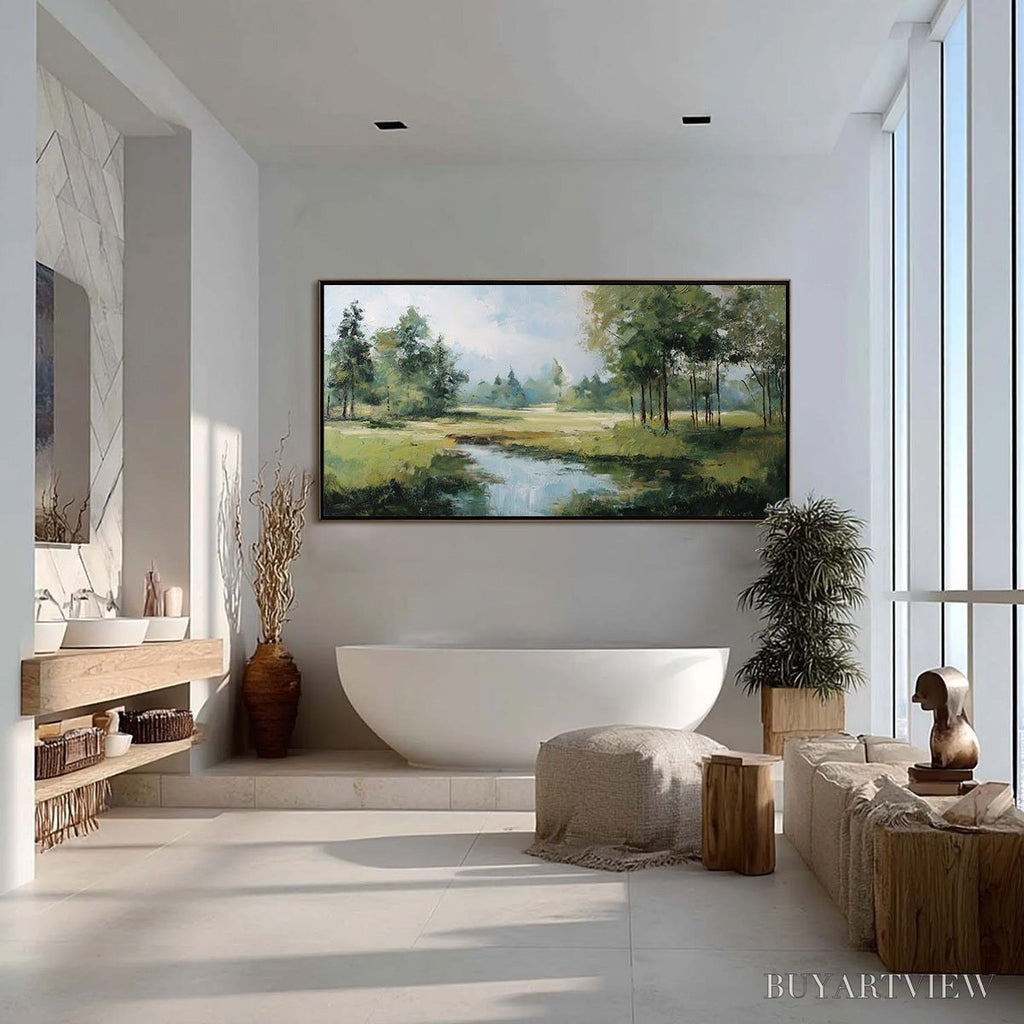 ARTOVITAS Emerald Sanctuary Green Forest River Landscape Oil Painting - image 4