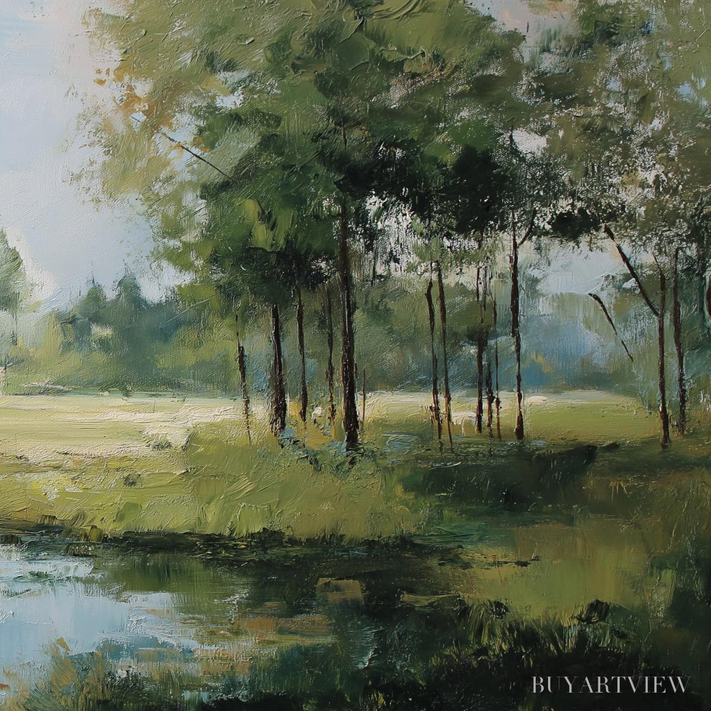 ARTOVITAS Emerald Sanctuary Green Forest River Landscape Oil Painting - image 5