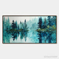 ARTOVITAS Azure Sanctuary – Horizontal Forest Lake Reflection Landscape Painting - image 1