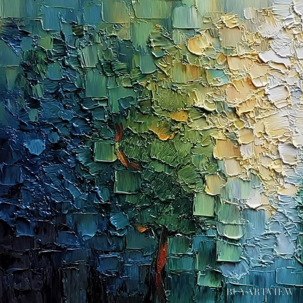 ARTOVITAS Chromatic Canopy Textured Abstract Forest Landscape Oil Painting - image 3