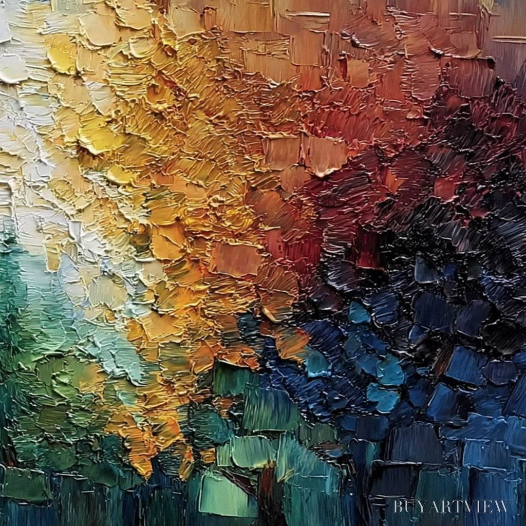 ARTOVITAS Chromatic Canopy Textured Abstract Forest Landscape Oil Painting - image 5