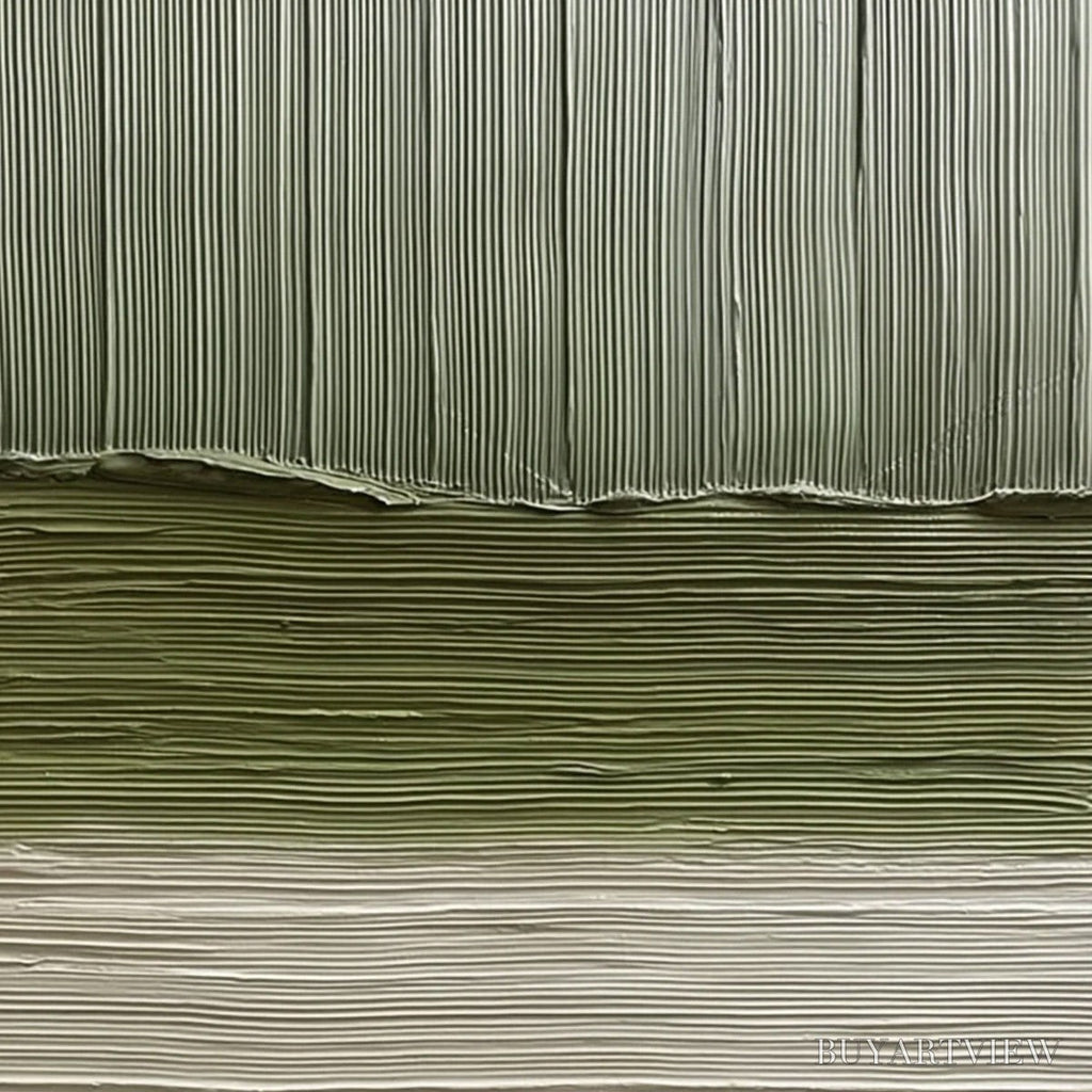 ARTOVITAS Terra Verde – Vertical Wabi Sabi Textured Abstract Green Earth Painting - image 3