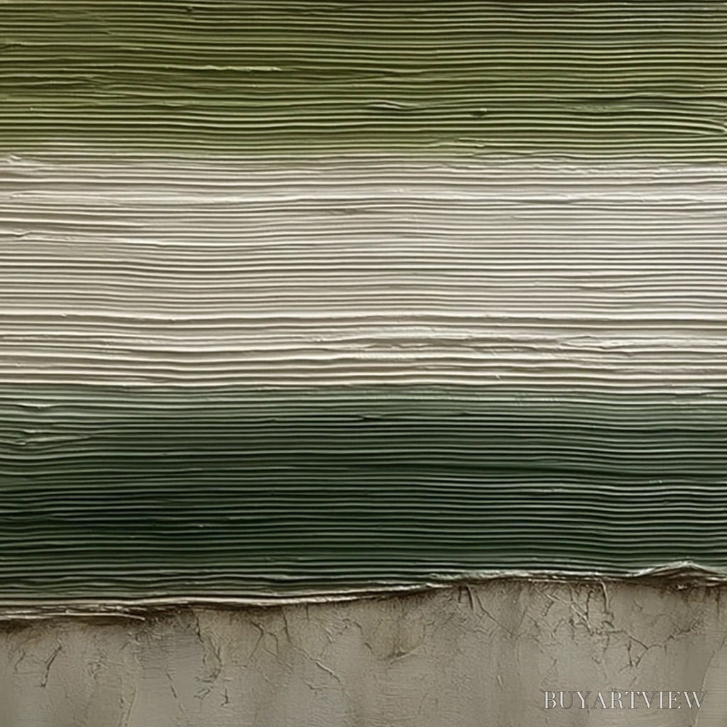 ARTOVITAS Terra Verde – Vertical Wabi Sabi Textured Abstract Green Earth Painting - image 5