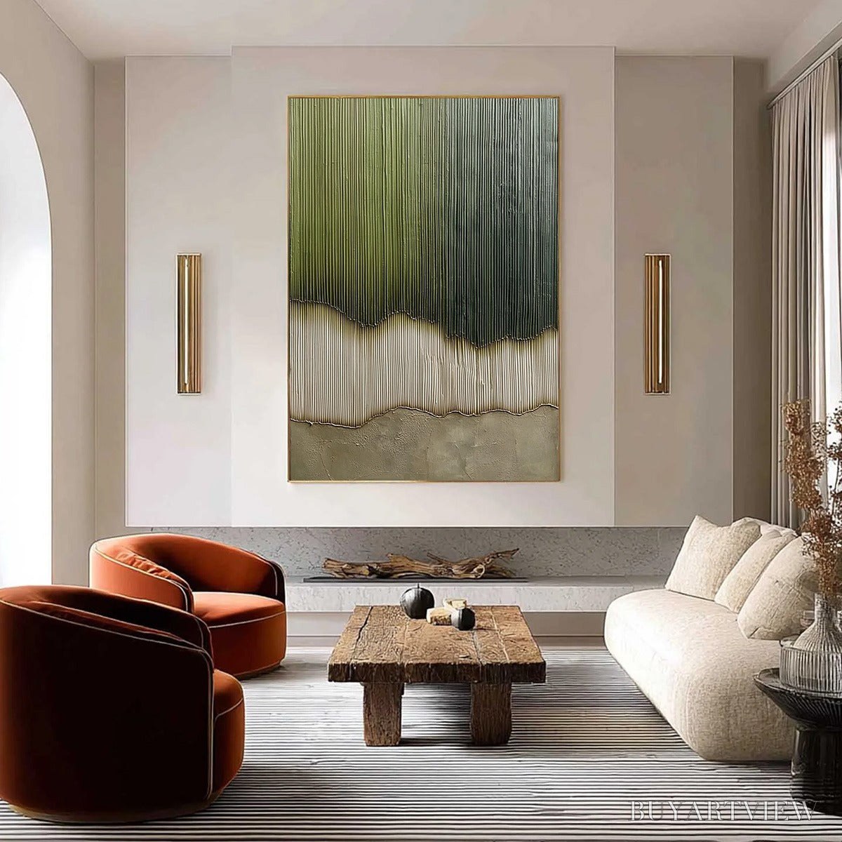 ARTOVITAS Verdant Strata – Textured Wabi Sabi Abstract Earth Painting - image 2