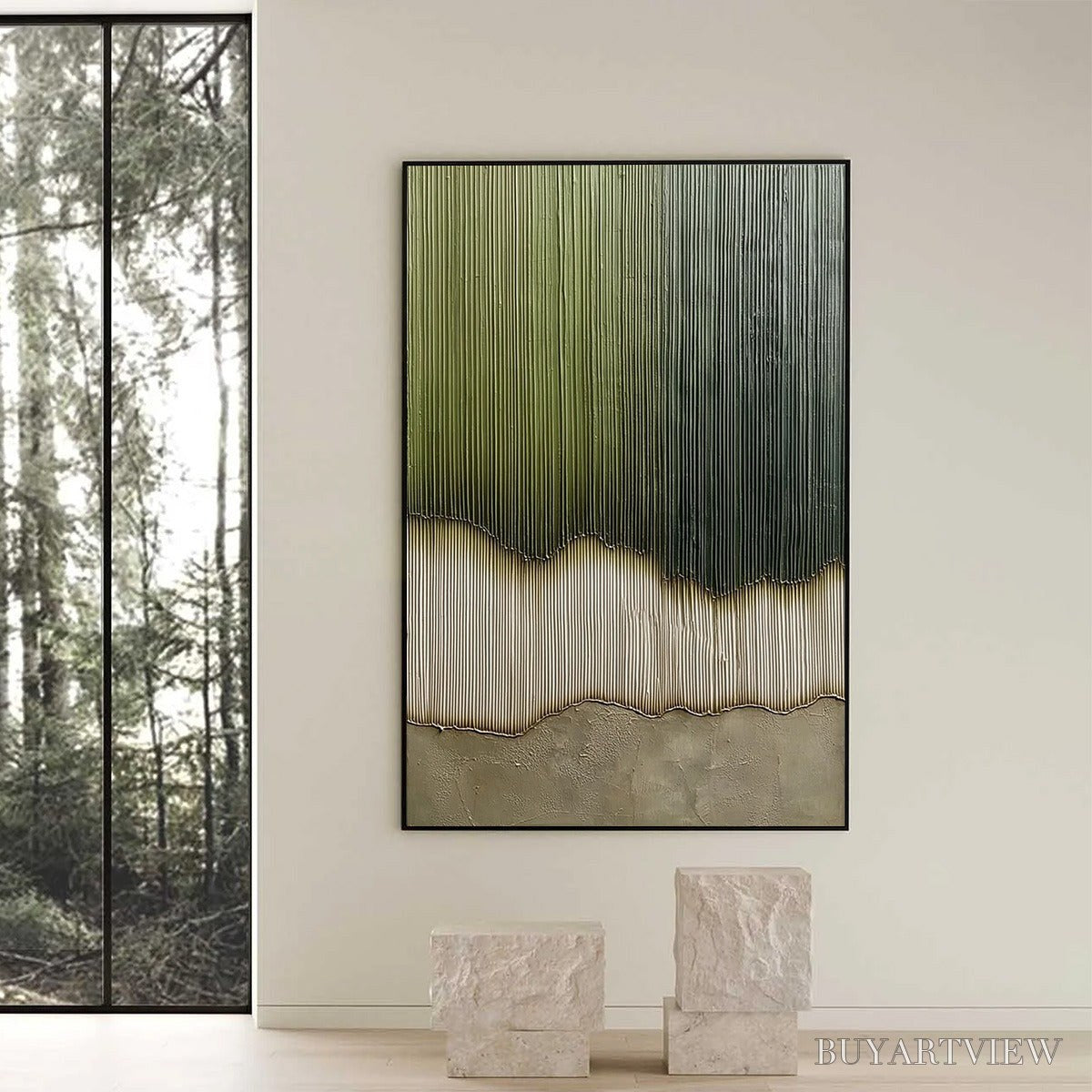 ARTOVITAS Verdant Strata – Textured Wabi Sabi Abstract Earth Painting - image 6