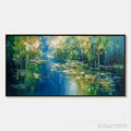 ARTOVITAS Verdant Sanctuary – Textured Palette Knife Forest Pond Landscape Painting - image 1