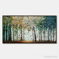 ARTOVITAS Chroma Grove – Panoramic Textured Impasto Birch Tree Forest Painting - image 1