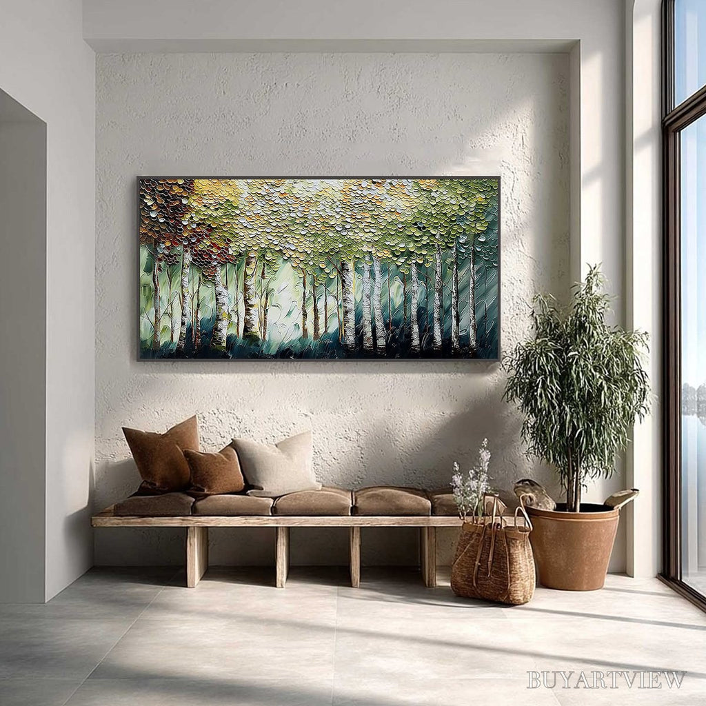 ARTOVITAS Birch Symphony – Heavy Texture Palette Knife Forest Painting - image 2