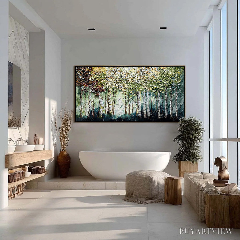 ARTOVITAS Birch Symphony – Heavy Texture Palette Knife Forest Painting - image 4