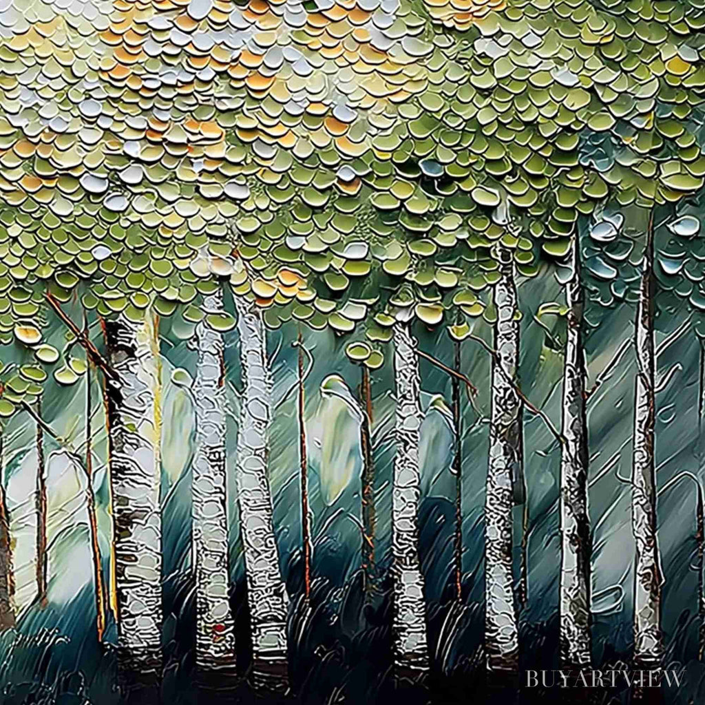 ARTOVITAS Birch Symphony – Heavy Texture Palette Knife Forest Painting - image 5