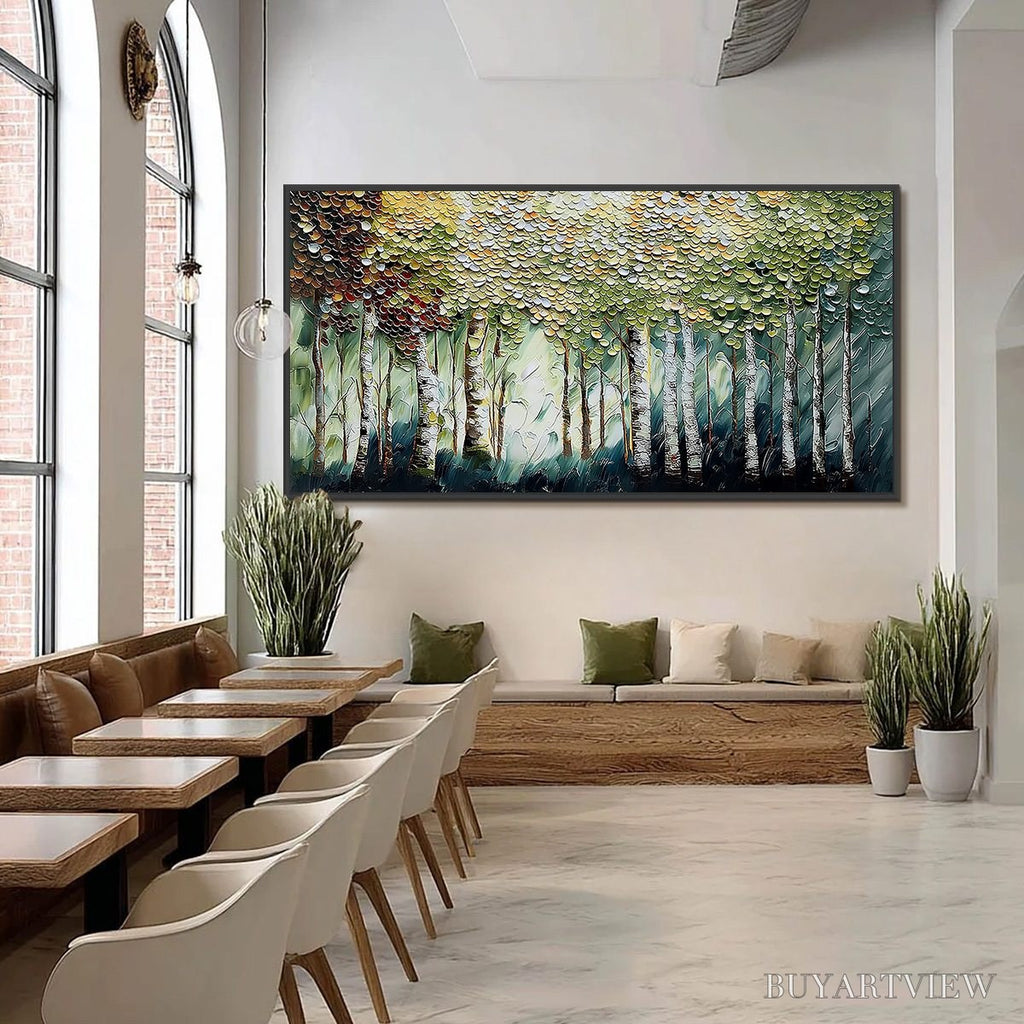 ARTOVITAS Birch Symphony – Heavy Texture Palette Knife Forest Painting - image 6