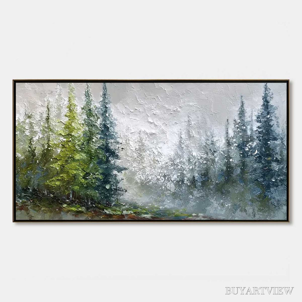 ARTOVITAS Forest'S Breath – Textured Horizontal Forest Landscape Painting - image 1