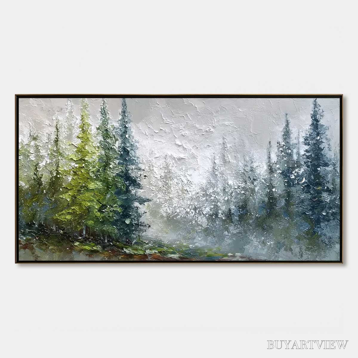 ARTOVITAS Forest'S Breath – Textured Horizontal Forest Landscape Painting - image 1