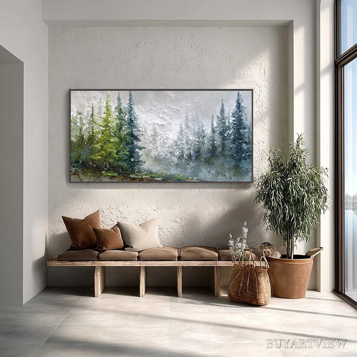 ARTOVITAS Forest'S Breath – Textured Horizontal Forest Landscape Painting - image 2