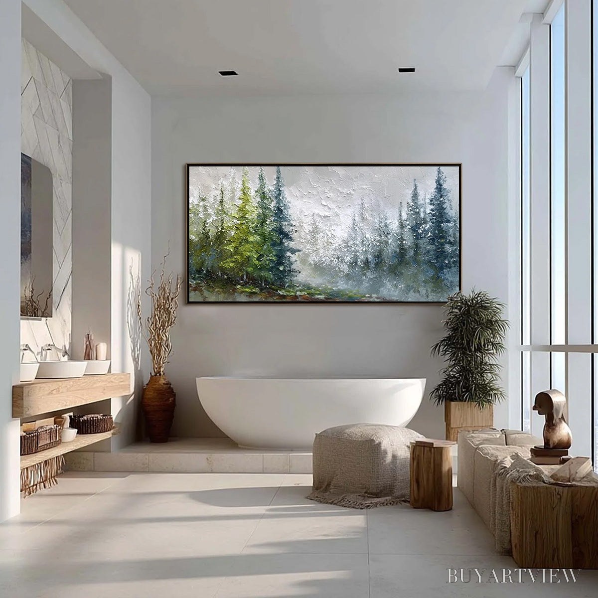 ARTOVITAS Forest'S Breath – Textured Horizontal Forest Landscape Painting - image 4