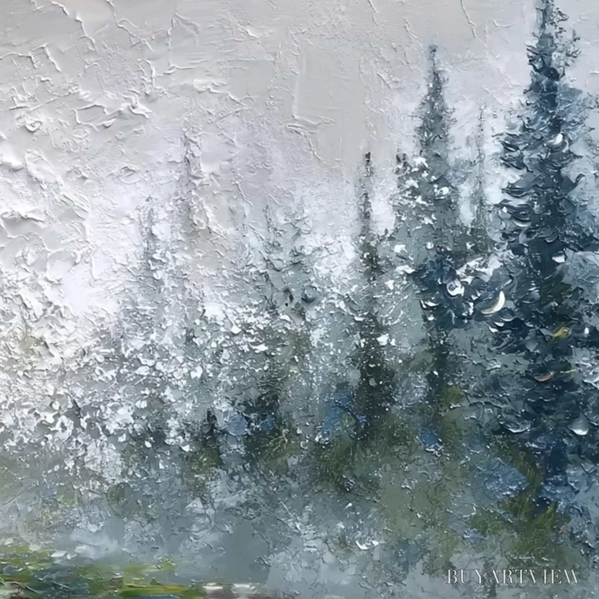 ARTOVITAS Forest'S Breath – Textured Horizontal Forest Landscape Painting - image 5