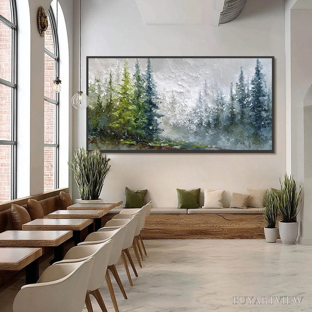 ARTOVITAS Forest'S Breath – Textured Horizontal Forest Landscape Painting - image 6